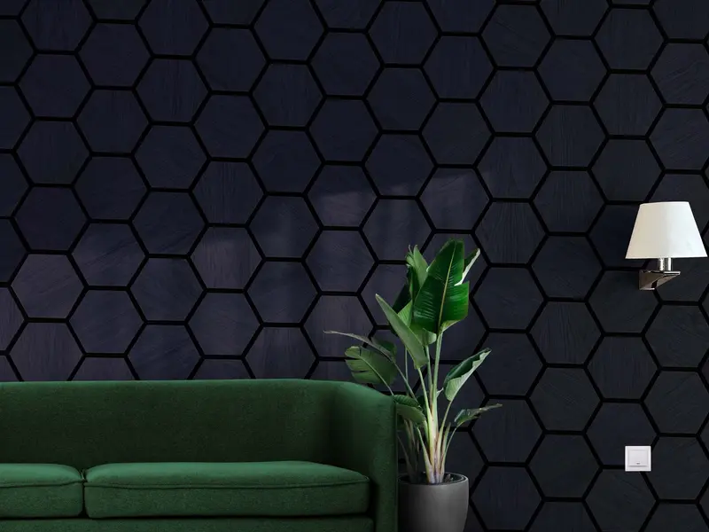 Akustiikkapaneeli Black Ash Hexagon
