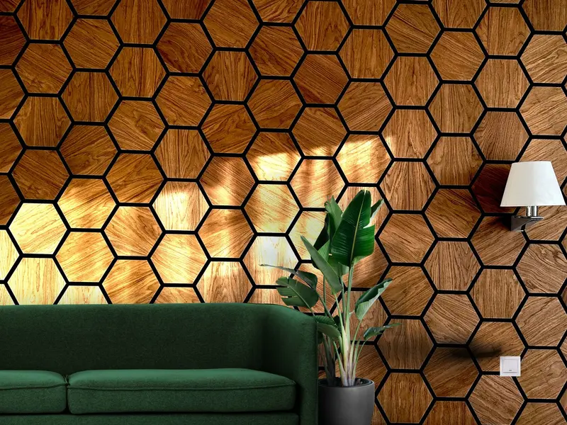 Akustiikkapaneeli  Bronze Oak Hexagon